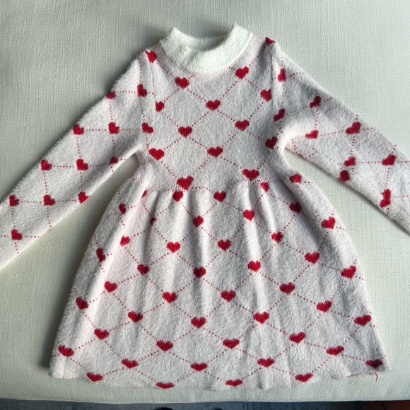 Lola & the Boys - Sweetheart Sweater Sweater Dress- White with Red Hearts - Picture 3 of 3